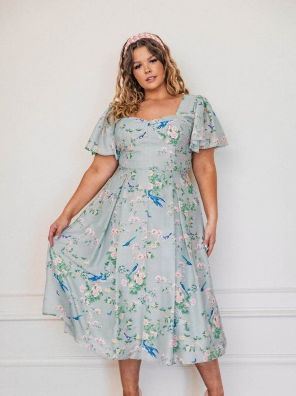 JessaKae Disney Neverland Wendy I Can Fly Midi Floral Bird Print Dress Large